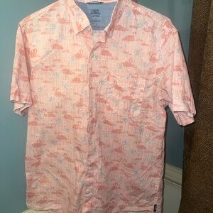 IZOD Men's Pink Flamingo‎ Print Shirt large